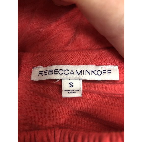Rebecca Minkoff Diosa Off The Shoulder Ruffle Top Sz Small Bright Coral - Picture 6 of 7